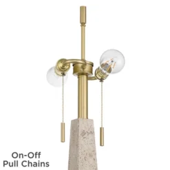 360 Lighting Lorena 29 1/4" Tall Modern Coastal End Table Lamp Pull Chain Sandstone Beige Brass Finish Metal Single White Shade Living Room Bedroom -360 Lighting GUEST bc1f907f 404a 4db2 800f 614bb7dca3bc