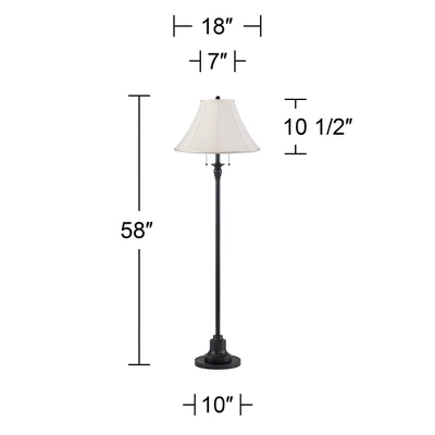 360 Lighting Dyna Traditional 58" Tall 2-Light Standing Floor Lamp Skinny Pole Pull Chain Black Finish Living Room Bedroom Shantung Off-White Shade 3 360 Lighting Dyna Traditional 58" Tall 2-Light Standing Floor Lamp Skinny Pole Pull Chain Black Finish Living Room Bedroom Shantung Off-White Shade - Image 3
