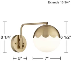 360 Lighting Kelowna Mid Century Modern Swing Arm Wall Lamp Brass Plug-in Light Fixture Globe Glass Shade For Bedroom Bedside Living Room Reading Home -360 Lighting GUEST bebe161d f03a 45da 86d5 91a195cda21e