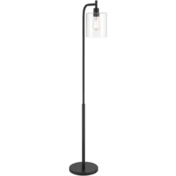 360 Lighting Karis Farmhouse Rustic 62 1/2" Tall Standing Floor Lamps Set Of 2 Lights Downbridge Edison Foot Switch Metal Matte Black Glass Shade -360 Lighting GUEST c173748f 15b1 4e2a a661 f1d991e42ff1