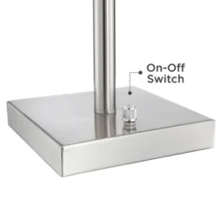 360 Lighting Andre 26 3/4" Tall Mid Century Modern Table Lamps Set Of 2 USB Port AC Power Outlet Silver Finish Metal White Shade Living Room Charging -360 Lighting GUEST c1bfd67b 497d 4367 8db7 5b3e3957f6af