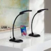 360 Lighting Ricky 13 3/4" High Small Modern Desk Lamps Set Of 2 USB Ports LED Gooseneck Black Home Office Living Room Charging Bedroom Bedside