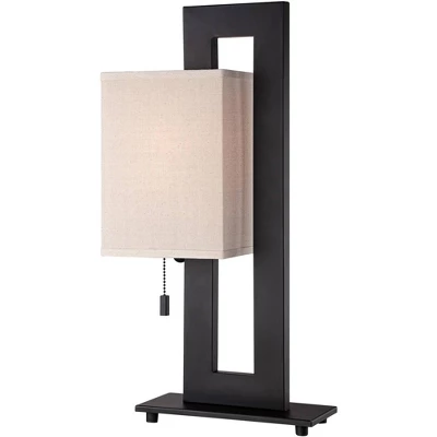 360 Lighting Modern Accent Table Lamps 20.5" High Set Of 2 Espresso Bronze Metal Open Rectangular Oatmeal Box Shade For Living Room Family 5 360 Lighting Modern Accent Table Lamps 20.5" High Set Of 2 Espresso Bronze Metal Open Rectangular Oatmeal Box Shade For Living Room Family - Image 5