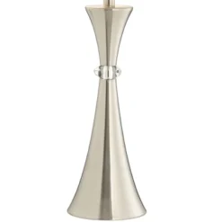 360 Lighting Rachel 28" Tall Concave Column Modern Table Lamps Set Of 2 Pull Chain WiFi Smart Socket Silver Metal Living Room Bedroom White Shade -360 Lighting GUEST c3345fa3 1da9 4693 9e82 ab78a15d000d