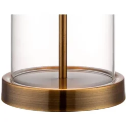 360 Lighting 26" High Cylinder Country Cottage Table Lamps Set Of 2 Fillable Clear Gold Finish Glass Metal White Shade Living Room Bedroom Bedside -360 Lighting GUEST c39c00c7 acd4 4fe8 bb2d 5da094bae523