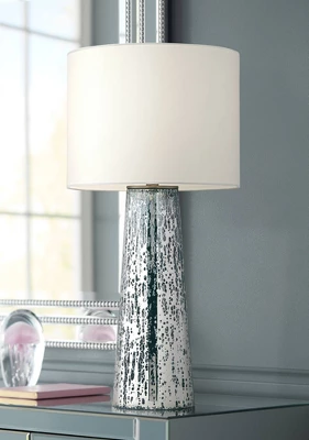 360 Lighting Marcus Modern Table Lamp 30" Tall Mercury Glass Column Shape White Drum Shade For Bedroom Living Room Bedside Nightstand Office Kids Home 1 360 Lighting Marcus Modern Table Lamp 30" Tall Mercury Glass Column Shape White Drum Shade For Bedroom Living Room Bedside Nightstand Office Kids Home