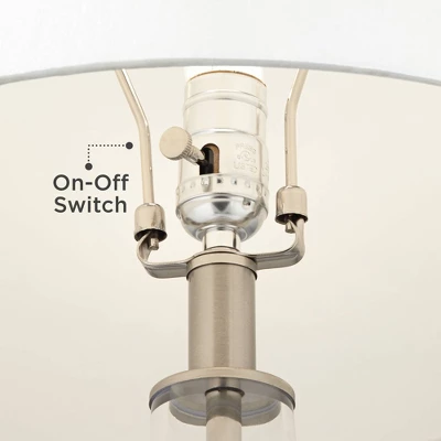 360 Lighting Marnie Modern Coastal Table Lamp 28" Tall Blue Art Glass White Fabric Drum Shade For Bedroom Living Room Bedside Nightstand Office House 4 360 Lighting Marnie Modern Coastal Table Lamp 28" Tall Blue Art Glass White Fabric Drum Shade For Bedroom Living Room Bedside Nightstand Office House - Image 4