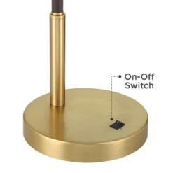 360 Lighting Colborne 28" Tall Mid Century Modern Desk Lamp USB Port Gold Brown Leather Wrap Brass Metal Single Home Office Living Room Charging -360 Lighting GUEST c8968257 8894 466a 85c3 fa9316fa90ca