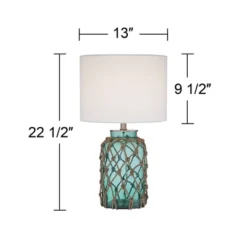 360 Lighting Nautical Accent Table Lamps 22.5" High Set Of 2 Coastal Blue Green Rope Net Off White Drum Shade For Living Room Family Bedroom -360 Lighting GUEST c8fe46d2 5df0 4373 aa17 26dea0bbd228 1