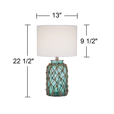 360 Lighting Crosby Coastal Accent Table Lamp 22 1/2" High Coastal Blue Green Glass Rope Off White Drum Shade For Bedroom Living Room Bedside Office 3 360 Lighting Crosby Coastal Accent Table Lamp 22 1/2" High Coastal Blue Green Glass Rope Off White Drum Shade For Bedroom Living Room Bedside Office - Image 3