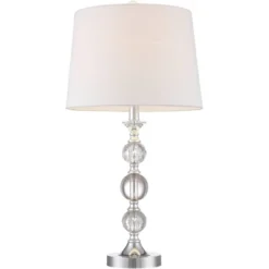 360 Lighting Solange Modern Table Lamps 25" High Set Of 2 Stacked Crystal Glass Silver White Tapered Drum Shade For Bedroom Living Room Nightstand -360 Lighting GUEST ccb53c4f 18df 400c b3f0 ff2747255eb7