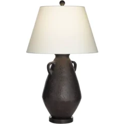 360 Lighting Las Cruces 28" Tall Jar With Handles Farmhouse Rustic Country Cottage Table Lamp Black Single White Shade Living Room Bedroom Bedside -360 Lighting GUEST cd5f3bb6 a549 42fe b2a2 ecfa6fc948fb