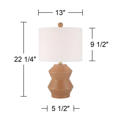 360 Lighting Tatum 22 1/4" High Small Geometric Mid Century Modern Accent Table Lamp Red Clay Glaze Finish Ceramic Single Living Room Bedroom 3 360 Lighting Tatum 22 1/4" High Small Geometric Mid Century Modern Accent Table Lamp Red Clay Glaze Finish Ceramic Single Living Room Bedroom - Image 3