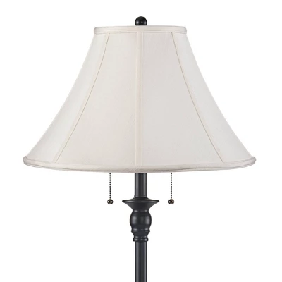 360 Lighting Dyna Traditional 58" Tall 2-Light Standing Floor Lamp Skinny Pole Pull Chain Black Finish Living Room Bedroom Shantung Off-White Shade 1 360 Lighting Dyna Traditional 58" Tall 2-Light Standing Floor Lamp Skinny Pole Pull Chain Black Finish Living Room Bedroom Shantung Off-White Shade