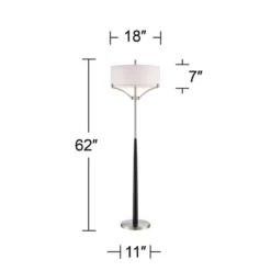 360 Lighting Modern Industrial Floor Standing Lamp With Riser 66.5" Tall Black Nickel Metal White Drum Shade For Living Room Reading Bedroom -360 Lighting GUEST ce901aa6 6d85 452f 8cae 1d969caf494a