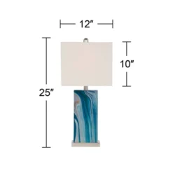 360 Lighting Connie Modern Table Lamps 25" High Set Of 2 Blue Faux Marble With USB Charging Ports LED White Shade For Bedroom Living Room House Desk -360 Lighting GUEST d08add50 c60d 416a 8ee9 56db065cd09c