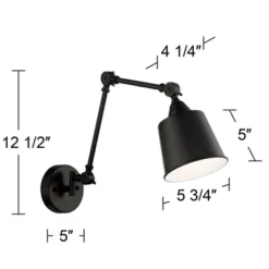360 Lighting Mendes Modern Industrial Swing Arm Wall Lamp Black Hardwired Light Fixture Adjustable Metal Shade For Bedroom Bedside Reading Living Room -360 Lighting GUEST d090a82a 68e9 4fc5 a21e 4226a455e653