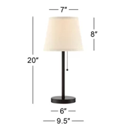 360 Lighting Modern Desk Table Lamp With Hotel Style USB And AC Power Outlet In Base 20" High Bronze Metal Oatmeal Drum Shade For Bedroom Office -360 Lighting GUEST d0d312f1 d4ed 4d3d a4ce 4562c0a73986