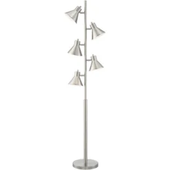 360 Lighting Modern Floor Lamp 5-Light Tree 70" Tall Brushed Nickel Metal Adjustable Heads For Living Room Reading Bedroom Office -360 Lighting GUEST d137c670 7bd9 47f8 979e cd74d74b1b61