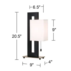 360 Lighting Floating Square 20 1/2" High Small Modern Accent Table Lamps Set Of 2 Pull Chain Black Finish White Shade Living Room Bedroom Bedside -360 Lighting GUEST d2883bd5 77b8 47db 9763 585cbace3fb9