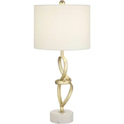 360 Lighting Liza 26 1/2" Tall Luxe Modern Glam Table Lamps Set Of 2 Gold Living Room Bedroom Bedside Nightstand House Kitchen Entryway White Shade -360 Lighting GUEST d3e32f30 1bc7 4261 8e5f ee629395f7e0
