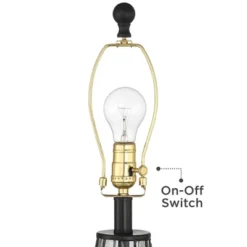 360 Lighting Hudson Rustic Accent Table Lamps 23" High Set Of 2 Bronze Clear Glass USB Charging Port Drum Shade For Bedroom Living Room Bedside Desk -360 Lighting GUEST d61766ee 407d 45d1 8d32 45f369c4d5b5