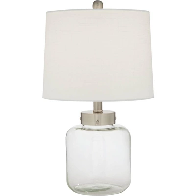 360 Lighting Coastal Accent Table Lamp With Table Top Dimmer Fillable 20.5" High Clear Glass Canister Off White Drum For Living Room Bedroom 8 360 Lighting Coastal Accent Table Lamp With Table Top Dimmer Fillable 20.5" High Clear Glass Canister Off White Drum For Living Room Bedroom - Image 8