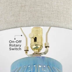 360 Lighting Selena Modern Table Lamp 28 1/2" Tall Green Blue Glaze Ceramic Oatmeal Fabric Drum Shade For Bedroom Living Room Bedside Nightstand Kids -360 Lighting GUEST d6df6cda 6cc6 42a9 8591 d3f6b452efcb