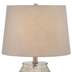 360 Lighting Country Cottage Accent Table Lamps 19 1/2" High Set Of 2 Mercury Glass Teardrop Gray Drum Shade For Bedroom Bedside -360 Lighting GUEST d7533dfc 7294 4f13 a80d 88f0a9da04db