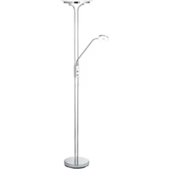 360 Lighting Perseus Modern Torchiere Floor Lamp With Reading Light 71 3/4" Tall Chrome Silver Metal LED Adjustable For Living Room Bedroom House Home -360 Lighting GUEST d832cf0e cd0d 40b3 84d0 2dc112d78db4
