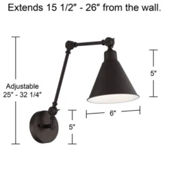 360 Lighting Wray Industrial Wall Lamp Rich Bronze Hardwire 6" Light Fixture Adjustable Up Down Cone Shade For Bedroom Bathroom Reading Living Room -360 Lighting GUEST d9073ef6 6629 4258 b9cc 9fb0b368775e