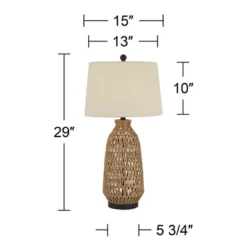 360 Lighting San Carlos Modern Coastal Table Lamp 29" Tall Natural Rattan Wicker Oatmeal Fabric Drum Shade For Bedroom Living Room Bedside Nightstand -360 Lighting GUEST d9629b59 36e8 42f8 8b8a 6e4b4f6a6e8c