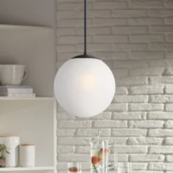 360 Lighting Ciana Black Mini Pendant 10" Wide Modern Orb Frosted Globe Glass Shade For Dining Room House Foyer Kitchen Island Entryway Bedroom Home