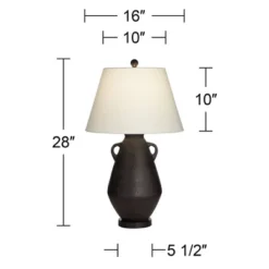 360 Lighting Las Cruces 28" Tall Jar With Handles Farmhouse Rustic Country Cottage Table Lamp Black Single White Shade Living Room Bedroom Bedside -360 Lighting GUEST db1805a0 6971 4d88 9c85 b82a237747dd