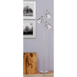360 Lighting Modern Floor Lamp 3-Light Tree 64" Tall Brushed Steel Adjustable Shades For Living Room Reading Bedroom Office -360 Lighting GUEST db32cd72 68be 4b31 bbe9 b77b6a54e876