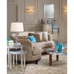 360 Lighting Mersenne Modern Table Lamp 26" High Clear Crystal Globes Stacked Silver Pole White Drum Shade For Bedroom Living Room Bedside Nightstand -360 Lighting GUEST de6017e4 3cae 436c b4ac ddc0eb545456