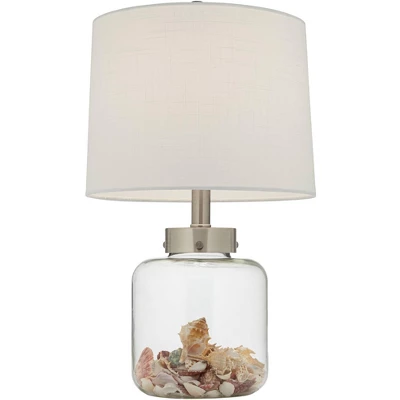360 Lighting Coastal Accent Table Lamps 20.5" High Set Of 2 Small Clear Glass Fillable Shells White Drum Shade For Living Room Family Bedroom 8 360 Lighting Coastal Accent Table Lamps 20.5" High Set Of 2 Small Clear Glass Fillable Shells White Drum Shade For Living Room Family Bedroom - Image 8