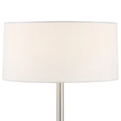 360 Lighting Andre Modern Table Lamps Set Of 2 With Square Risers 28 1/4" Tall Silver Metal USB And AC Power Outlet In Base White Drum Shade For Desk