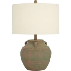 360 Lighting Eliza 25 1/2" High Jar Rustic Traditional Table Lamp Musk Green Finish Single Cream Shade Living Room Bedroom Bedside Nightstand House -360 Lighting GUEST e4772941 9086 4b60 9b2e 9dee6f930422