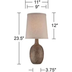 360 Lighting Chalane Rustic Accent Table Lamps 23 1/2" High Set Of 2 Antique Bronze Hammered Natural Linen Shade For Bedroom Living Room Bedside House -360 Lighting GUEST e4d68cf5 ca30 4898 b344 9283105484a8