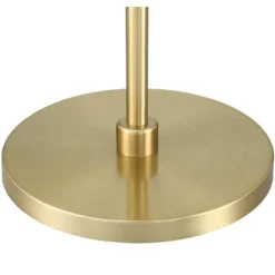 360 Lighting Modern Art Deco Arc Floor Lamp 64" Tall Warm Gold Metal White Fabric Drum Shade For Living Room Reading Family Bedroom Office House Home -360 Lighting GUEST e4dc7201 efe8 4a6e a29d 840f35bc8cb3