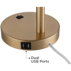 360 Lighting Industrial Modern Desk Lamp With USB And AC Power Outlet 23.5" High Antique Brass Metal For Living Room Bedroom House Bedside -360 Lighting GUEST e5aa95c2 2feb 468e a7e6 cb9fde0586c1