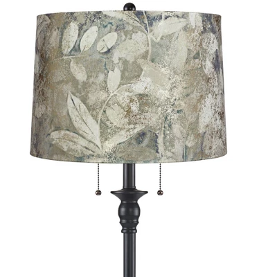 360 Lighting Dyna Traditional 58" Tall 2-Light Standing Floor Lamp Skinny Pole Pull Chain Black Finish Living Room Bedroom Velvet Botanical Shade 1 360 Lighting Dyna Traditional 58" Tall 2-Light Standing Floor Lamp Skinny Pole Pull Chain Black Finish Living Room Bedroom Velvet Botanical Shade