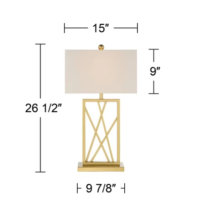360 Lighting Claudia 26 1/2" Tall Open Metal Base Modern Glam Luxury Table Lamps Set Of 2 Gold Finish White Shade Living Room Bedroom Bedside 8 360 Lighting Claudia 26 1/2" Tall Open Metal Base Modern Glam Luxury Table Lamps Set Of 2 Gold Finish White Shade Living Room Bedroom Bedside - Image 8