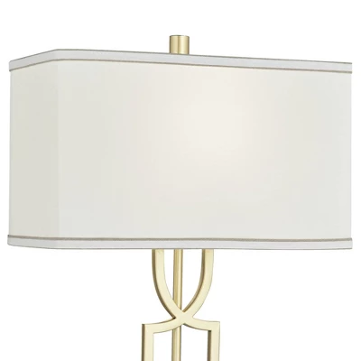 360 Lighting Modern Table Lamps 28 1/4" Tall Set Of 2 Gold Metal White Rectangular Shade For Living Room Bedroom House Bedside 8 360 Lighting Modern Table Lamps 28 1/4" Tall Set Of 2 Gold Metal White Rectangular Shade For Living Room Bedroom House Bedside - Image 8