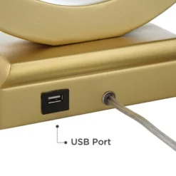 360 Lighting Lauren Modern Table Lamps Set Of 2 With Black Risers 28 1/2" Tall Gold USB Charging Port White Rectangular Shade For Bedroom Living Room -360 Lighting GUEST e7fc170a 4665 474a 9a90 be6e837f4607