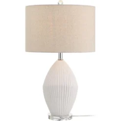 360 Lighting Lara 23" High Small Modern Coastal Accent Table Lamp Sand White Finish Single Oatmeal Shade Living Room Bedroom Bedside Nightstand House -360 Lighting GUEST e9e0c5ce d98e 487d 8091 fe9251886ca4
