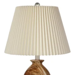 360 Lighting Carlton Modern Table Lamps 28" Tall Set Of 2 Swirling Brown Faux Marble Ivory Pleated Linen Drum Shade For Bedroom Living Room Nightstand