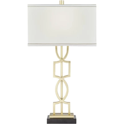 360 Lighting Modern Table Lamps 28 1/4" Tall Set Of 2 Gold Metal White Rectangular Shade For Living Room Bedroom House Bedside 7 360 Lighting Modern Table Lamps 28 1/4" Tall Set Of 2 Gold Metal White Rectangular Shade For Living Room Bedroom House Bedside - Image 7