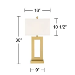 360 Lighting Marshall Modern Table Lamp 30" Tall Gold Open Base Oatmeal Rectangular Shade For Bedroom Living Room Bedside Nightstand Office House Home -360 Lighting GUEST ec615450 c163 4b94 b59a d9ae3593a340